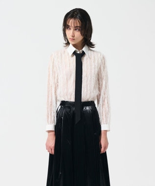 GRACE CONTINENTAL フリンジレースタイ付ブラウス ホワイト