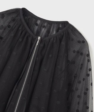 GRACE CONTINENTAL チュールノーカラーブルゾン ブラック