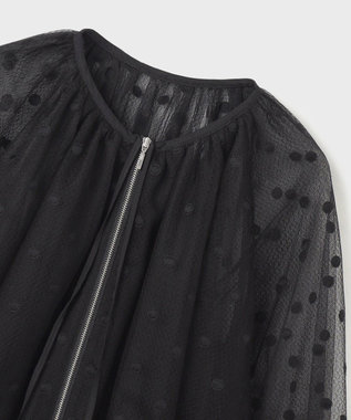 GRACE CONTINENTAL チュールノーカラーブルゾン ブラック