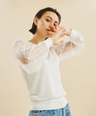 GRACE CONTINENTAL / グレースコンチネンタル フェザースリーブニットトップ フェザースリーブニットトップ / GRACE CONTINENTAL