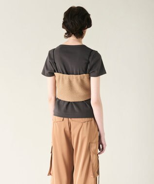 GRACE CONTINENTAL ニットライクレースビスチェ キャメル