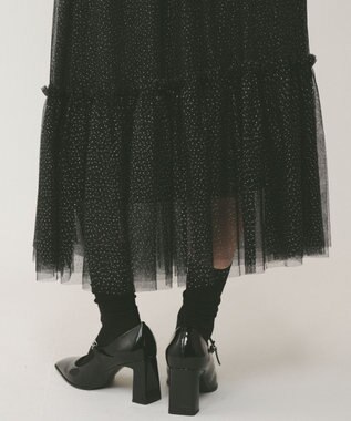 GRACE CONTINENTAL ラメチュールギャザースカート ブラック