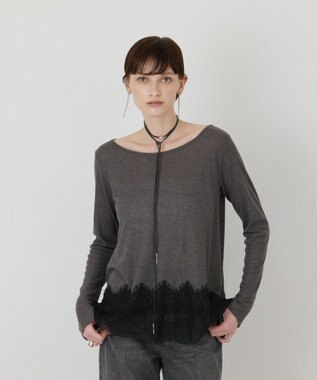 GRACE CONTINENTAL レースヘムテレコカットトップ