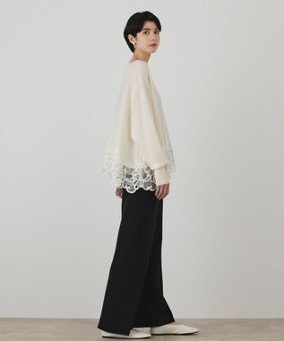 GRACE CONTINENTAL ヘムレースニットトップ ホワイト