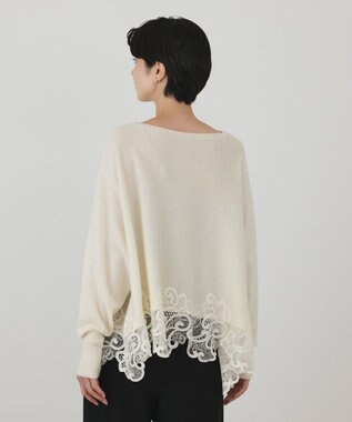 GRACE CONTINENTAL ヘムレースニットトップ ホワイト