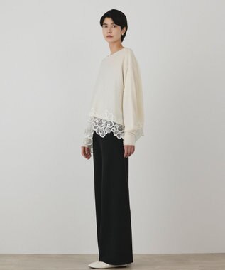 GRACE CONTINENTAL ヘムレースニットトップ ホワイト