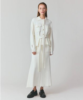 GRACE CONTINENTAL ミラノリブロングスカート ホワイト