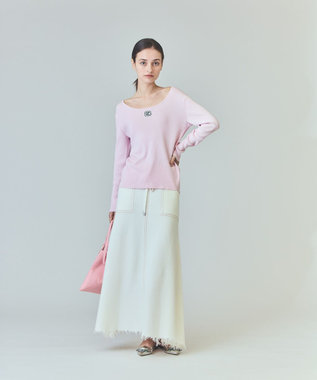 GRACE CONTINENTAL ミラノリブロングスカート ホワイト