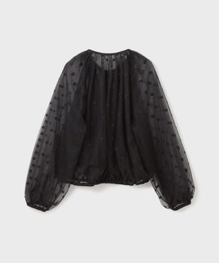 GRACE CONTINENTAL チュールノーカラーブルゾン ブラック