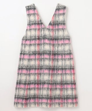 GRACE CONTINENTAL シャギーチェックジャンパースカート ピンク