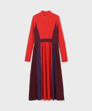 GRACE CONTINENTAL バイカラーフレアニットワンピース レッド