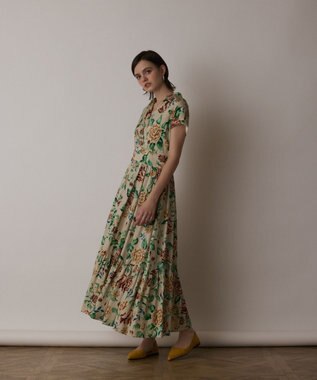 GRACE CONTINENTAL アンティークフラワープリントワンピース ベージュ