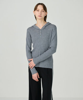 GRACE CONTINENTAL メリノウールリブフーディー グレー