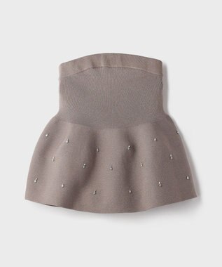 GRACE CONTINENTAL ペプラムベアニットトップ ベージュ