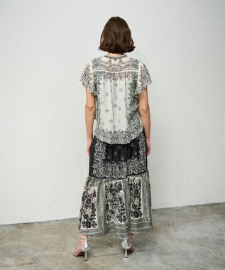 GRACE CONTINENTAL バンダナフレアスリーブブラウス ブラック