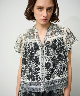 GRACE CONTINENTAL バンダナフレアスリーブブラウス ブラック