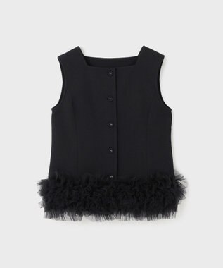 GRACE CONTINENTAL チュールヘムカットトップ ブラック