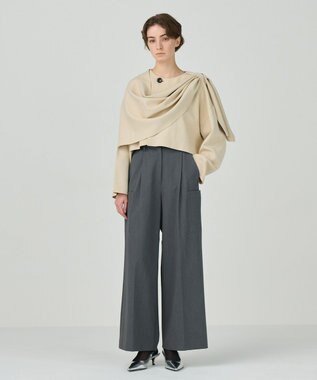 GRACE CONTINENTAL ケープショートニットトップ ベージュ