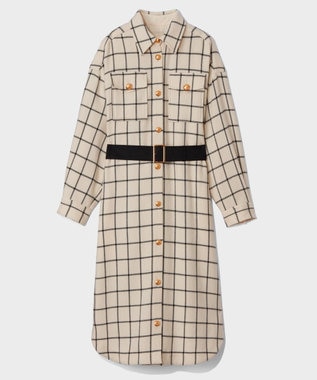 GRACE CONTINENTAL ウールチェックシャツワンピース キナリ