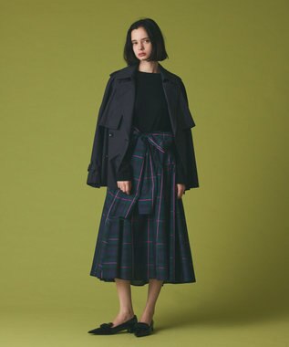 GRACE CONTINENTAL シルクブラックウォッチスカート グリーン