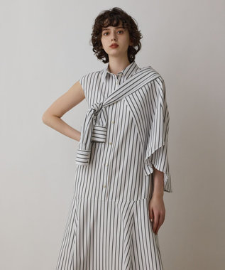 GRACE CONTINENTAL ストライプシャツワンピース ホワイト