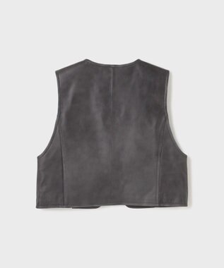 GRACE CONTINENTAL レザーショートジレジャケット チャコール