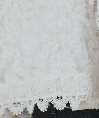 GRACE CONTINENTAL フラワー刺繍ニットカーディガン ホワイト