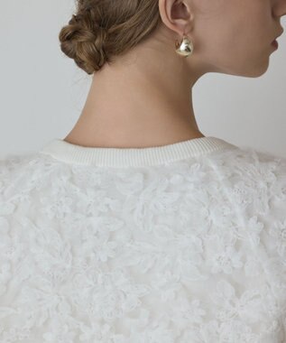 GRACE CONTINENTAL フラワー刺繍ニットカーディガン ホワイト