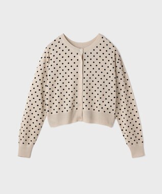 GRACE CONTINENTAL ドットフロッキーニットカーディガン シルバー