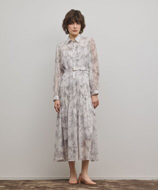 GRACE CONTINENTAL 【オンラインストア・梅田阪急店限定】フラワープリントプリーツワンピース グレー