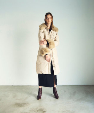 GRACE CONTINENTAL ファーパーツ付ロングダウン ベージュ