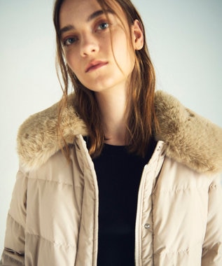GRACE CONTINENTAL ファーパーツ付ロングダウン ベージュ