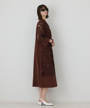 GRACE CONTINENTAL カットワークAラインワンピース ブラウン
