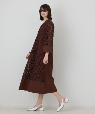 GRACE CONTINENTAL カットワークAラインワンピース ブラウン