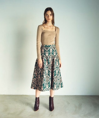 GRACE CONTINENTAL オーナメントジャガードスカート グリーン