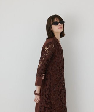 GRACE CONTINENTAL カットワークAラインワンピース ブラウン