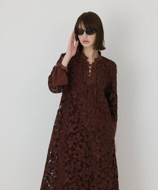 GRACE CONTINENTAL カットワークAラインワンピース ブラウン