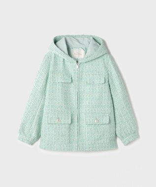 GRACE CONTINENTAL ツイードフーディーコート ミント