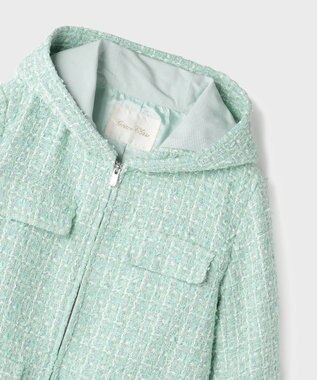 GRACE CONTINENTAL ツイードフーディーコート ミント