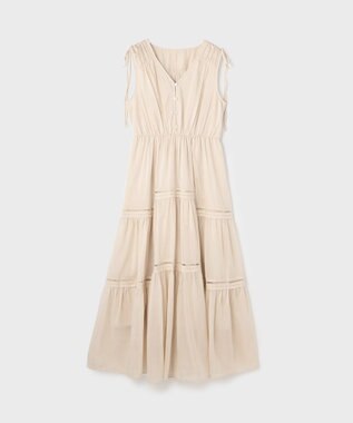 GRACE CONTINENTAL コットンシルクティアードワンピース ベージュ