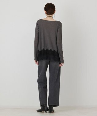 GRACE CONTINENTAL レースヘムテレコカットトップ グレー