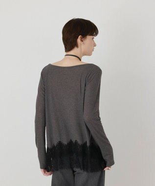 GRACE CONTINENTAL レースヘムテレコカットトップ グレー