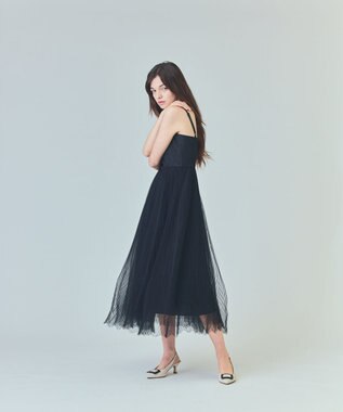 GRACE CONTINENTAL チュールプリーツコンビワンピース ブラック