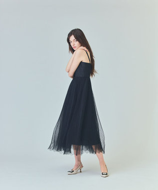 GRACE CONTINENTAL チュールプリーツコンビワンピース ブラック