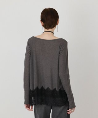 GRACE CONTINENTAL レースヘムテレコカットトップ グレー