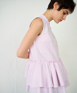 GRACE CONTINENTAL ヘムフリルノースリーブ ピンク