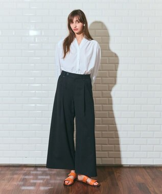 GRACE CONTINENTAL リネンタッチタックパンツ ブラック