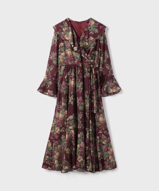 GRACE CONTINENTAL ボタニカルベリープリントワンピース ボルドー