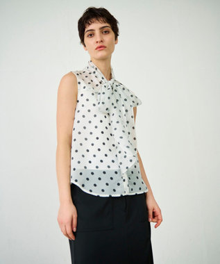 GRACE CONTINENTAL シアードットプリントブラウス ホワイト