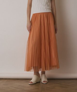 GRACE CONTINENTAL チュールマチプリーツスカート オレンジ